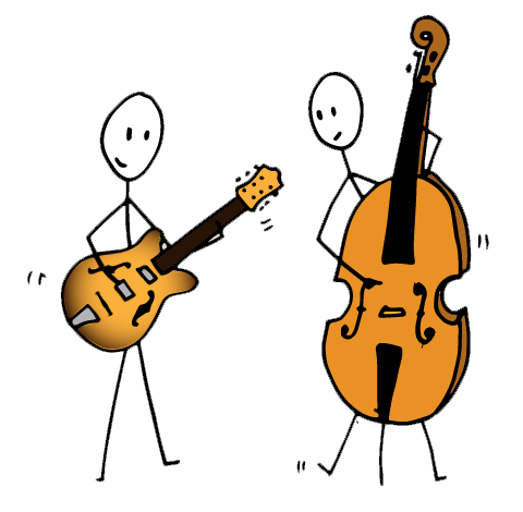 guitarist and bassist improvising together