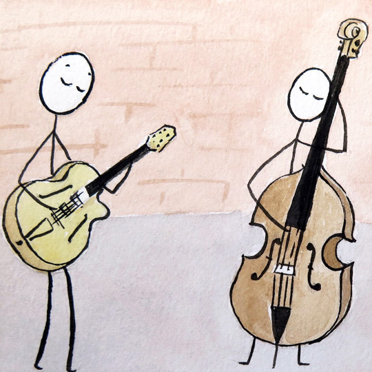 guitarist and bassist improvising together